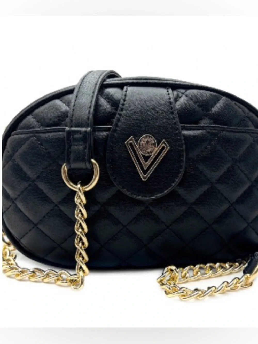 Valentino Orlandi Black Quilted Crossbody Oval Camera Bag NWT Retail $129 - Picture 4 of 4